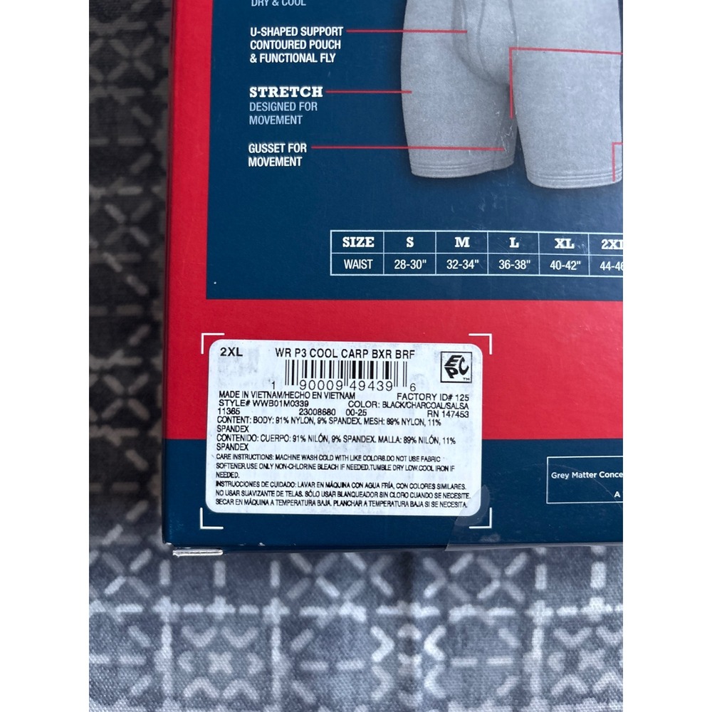 Wrangler Boxer Briefs Men 2XL Multi New 3-Pack Cooling Nylon Stretch 6" Inseam - Picture 5 of 6